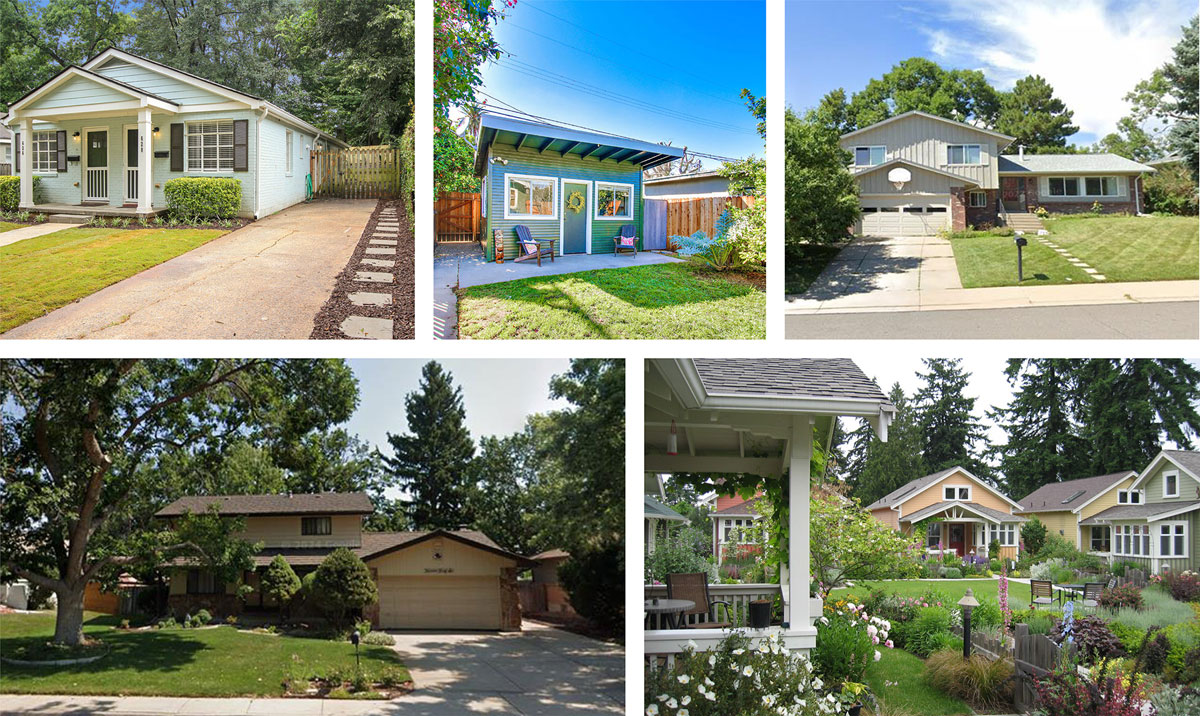 A photo collage of images within and outside of Lakewood, including photos selected by Advisory	Group members during a Future Land Use workshop. This collage includes photos of Low-Form Residential buildings such as single-family homes, duplexes, ADUs, and cottage court style communities.